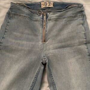 Free People low rise zipper pull stretch ankle flare jeans 27